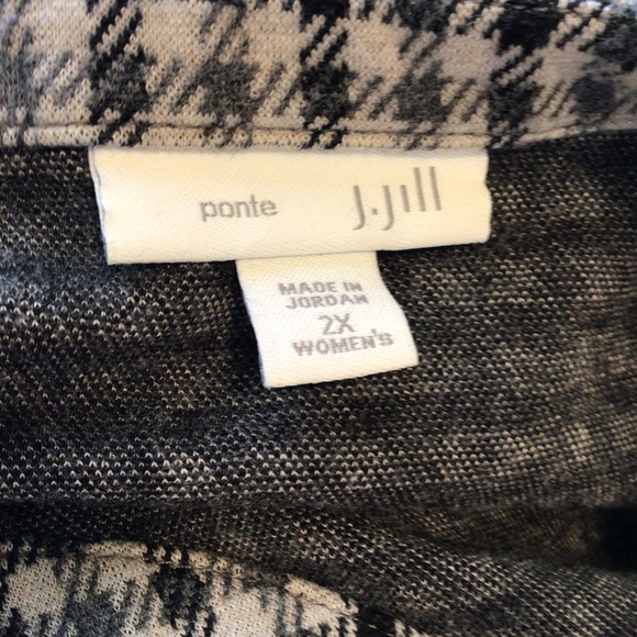 J. Jill 2X Ponte Check Tunic Top • Stretch Knit • Minimalist Classic Workwear - Picture 8 of 8